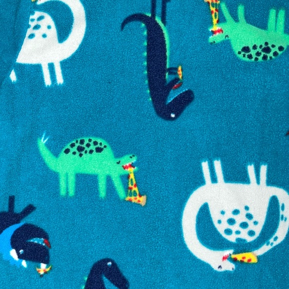 Carter’s Dinosaur Footed Fleece Pajama’s 4T Teal Blue - Picture 10 of 12